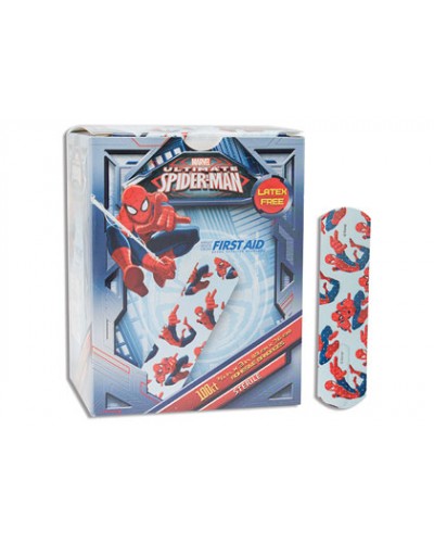 Adhesive Strip American® White Cross Stat Strip® 3/4 X 3 Inch Plastic Rectangle Kid Design (Spider-Man) Sterile
